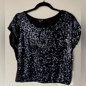 Forever21 Sequin Top Navy/Black